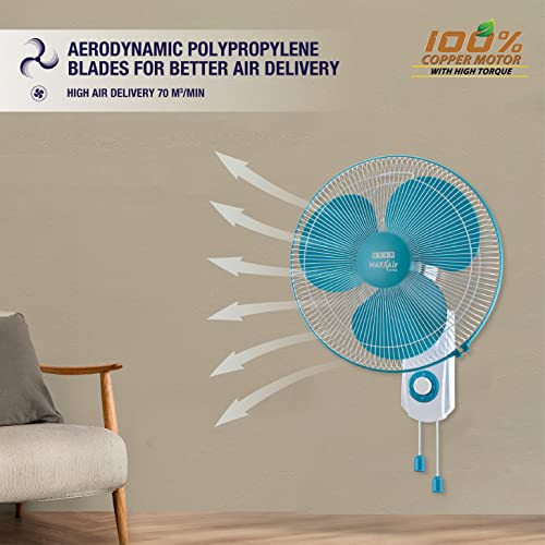 USHA Maxx Air Ultra 400MM Wall Fan (Light Blue) USHA Maxx Air Ultra 400MM Wall Fan (Light Blue)