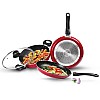 Milton Pro Cook Kitchen Jewel Set of 3 Fry pan 24 cm Kadhai 24 cm Glass lid & Tawa Maroon