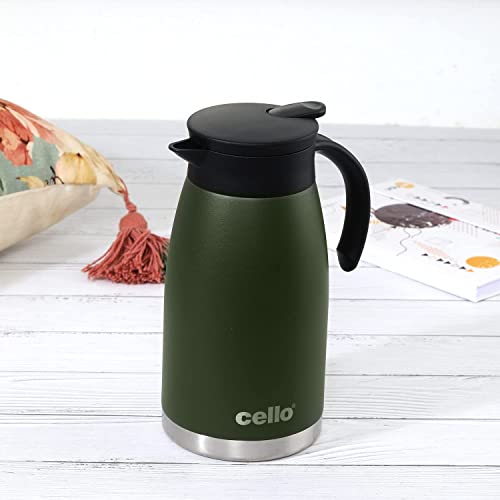 Cello Duro Pot Hot and Cold Flask Vacuum Insulated Teapot Durable DTP Coating Vacuum Insulated Bottle 1100ml, Green Cello Duro Pot Hot and Cold Flask Vacuum Insulated Teapot Durable DTP Coating Vacuum Insulated Bottle 1100ml, Green