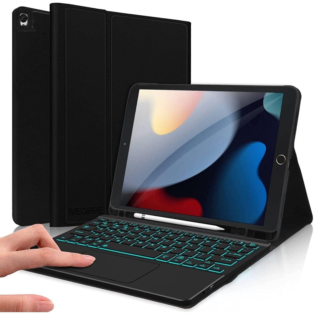 typecase Detachable Keyboard for 10.2 Inch iPad 9th 8th 7th Gen, iPad Air 3 10.5 Inch, iPad Pro-10.5" Multi Angle, Flip Stand Cover with Pencil Holder