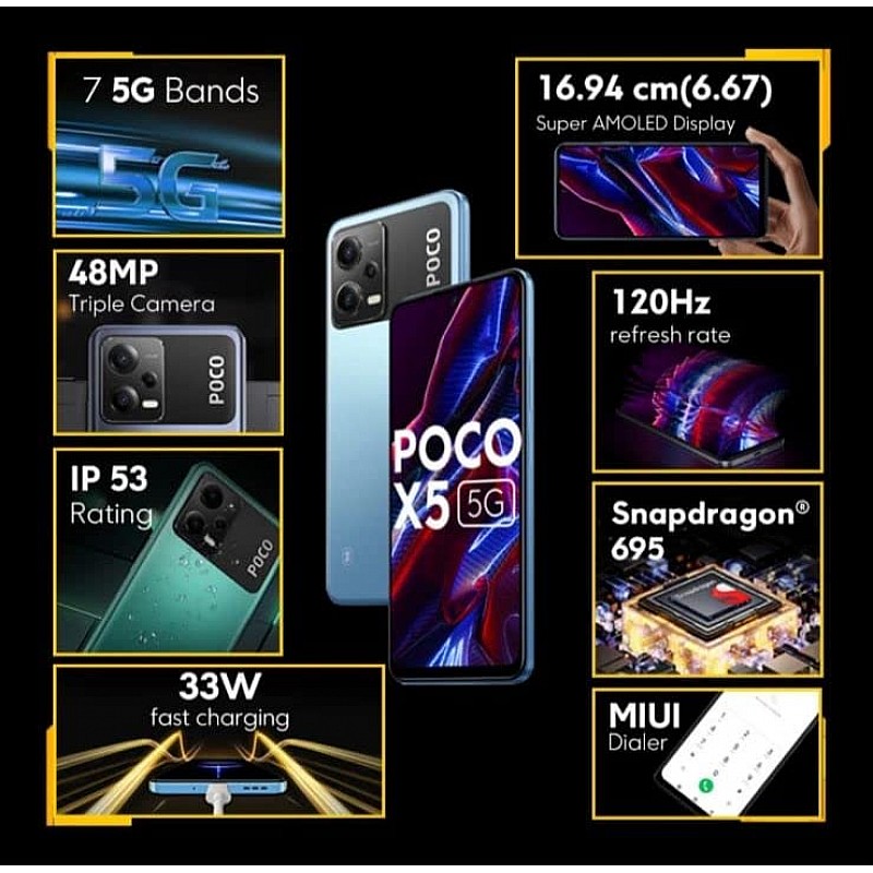 Poco X5 5G (Wildcat Blue 8GB RAM 256 GB Storage Refurbished