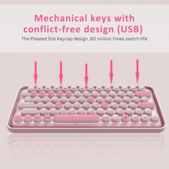 RAPOO Ralemo Pre 5 Mechanical Keyboard with Multi-Mode Technology (Bluetooth) (Pink)