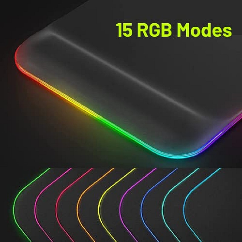 Archer Tech Lab Quiver 200 Gaming Mousepad, 15 RGB Modes, Wrist Rest Hard Mousepad