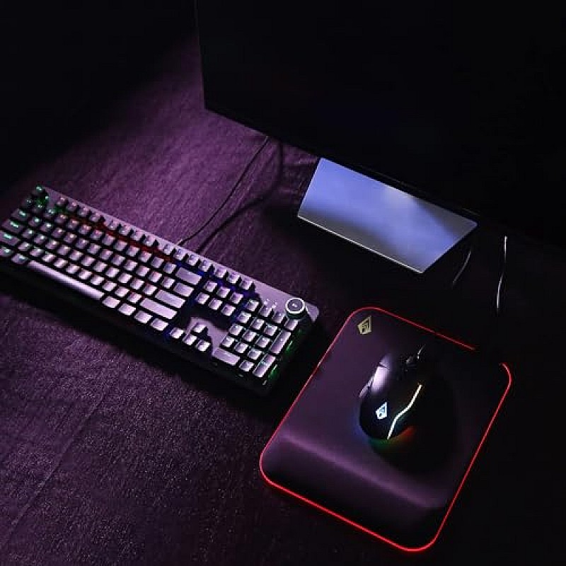 Archer Tech Lab Quiver 200 Gaming Mousepad, 15 RGB Modes, Wrist Rest Hard Mousepad