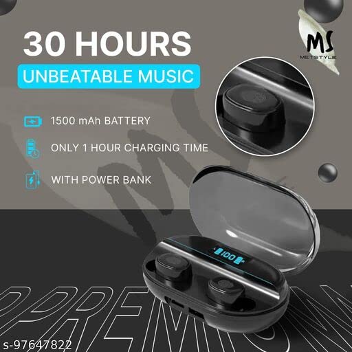 AIRTREE T2 TWS 5.0 Bluetooth In Ear Earphone Power Bank with led Display Earbuds Compatible for All Smartphone (Black) AIRTREE T2 TWS 5.0 Bluetooth In Ear Earphone Power Bank with led Display Earbuds Compatible for All Smartphone (Black)