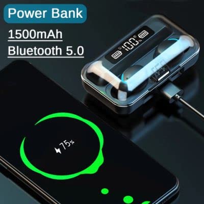 AIRTREE T2 TWS 5.0 Bluetooth In Ear Earphone Power Bank with led Display Earbuds Compatible for All Smartphone (Black) AIRTREE T2 TWS 5.0 Bluetooth In Ear Earphone Power Bank with led Display Earbuds Compatible for All Smartphone (Black)