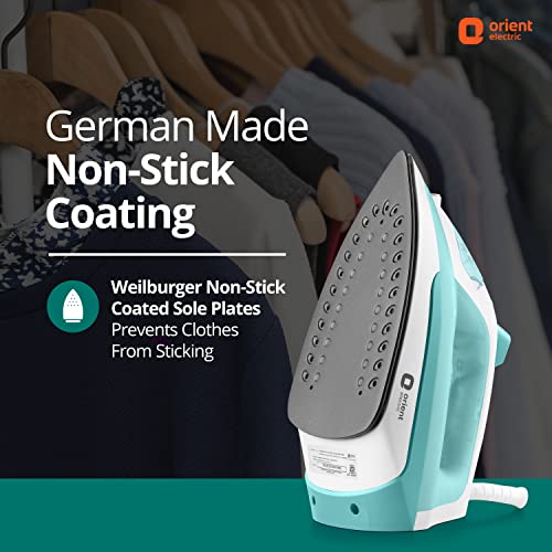Orient Electric Fabrifeel 2000W Steam iron (Press) Non-stick Soleplate 360-degree swivel cord Orient Electric Fabrifeel 2000W Steam iron (Press) Non-stick Soleplate 360-degree swivel cord
