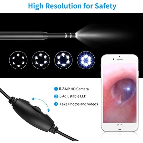 Magideal ZORBES® 1.5m Ear Otoscope USB Microscope Borescope Inspection Camera with 6LED 5.5mm Magideal ZORBES® 1.5m Ear Otoscope USB Microscope Borescope Inspection Camera with 6LED 5.5mm