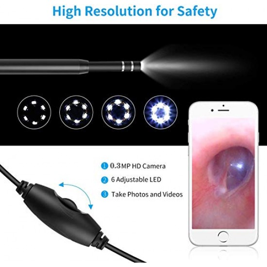 Magideal ZORBES® 1.5m Ear Otoscope USB Microscope Borescope Inspection Camera with 6LED 5.5mm