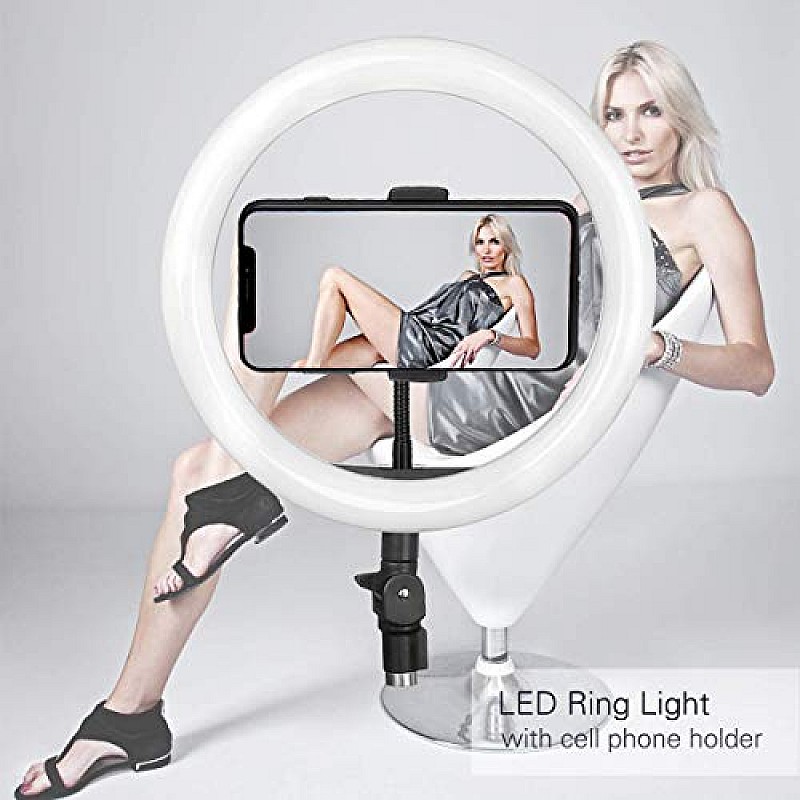 Dyazo 10 Inch LED Ring Light with 3 Level Brightness Dimmable Lighting for Vlogging, You Tube Video, Photo Shoot Live 