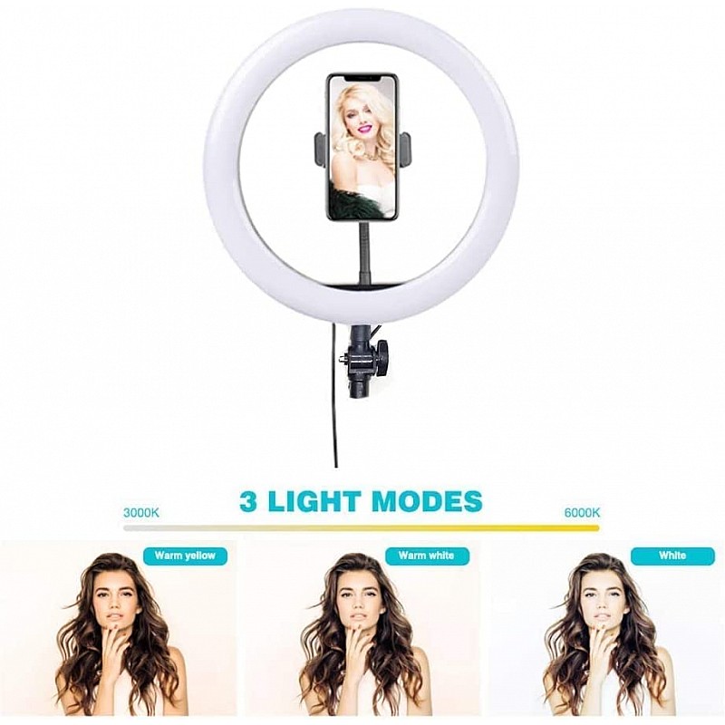 Dyazo 10 Inch LED Ring Light with 3 Level Brightness Dimmable Lighting for Vlogging, You Tube Video, Photo Shoot Live 