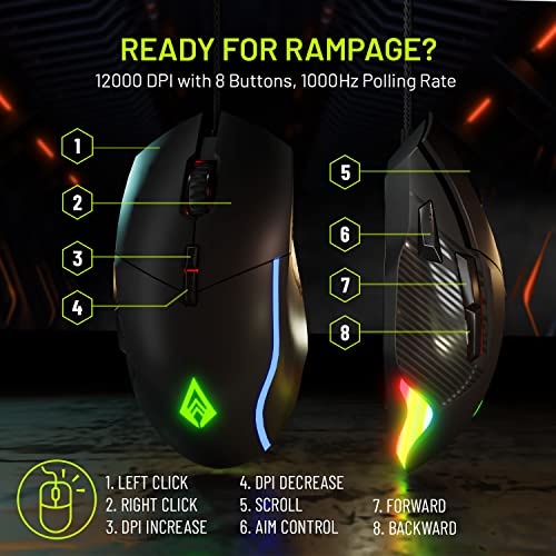 Archer Tech Lab Recurve 300 Wired Gaming Mouse,12000 Dpi Compatible with Pc Mac Black Archer Tech Lab Recurve 300 Wired Gaming Mouse,12000 Dpi Compatible with Pc Mac Black