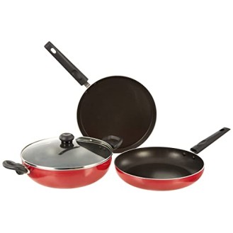 Butterfly Rapid Non Stick Cookware 3 Pcs Set Induction Base,Aluminium, Red Butterfly Rapid Non Stick Cookware 3 Pcs Set Induction Base,Aluminium, Red