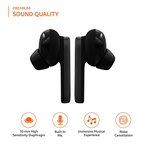 Amazon Basics Bluetooth 5.0 Truly Wireless in Ear Earbuds with mic, Up to 38 Hours Playtime, IPX-5 Rated, Type-C Charging Case, Touch Controls, Voice Asst Black Amazon Basics Bluetooth 5.0 Truly Wireless in Ear Earbuds with mic, Up to 38 Hours Playtime, IPX-5 Rated, Type-C Charging Case, Touch Controls, Voice Asst Black