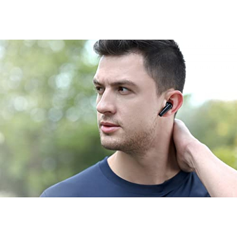 Amazon Basics Bluetooth 5.0 Truly Wireless in Ear Earbuds with mic, Up to 38 Hours Playtime, IPX-5 Rated, Type-C Charging Case, Touch Controls, Voice Asst Black