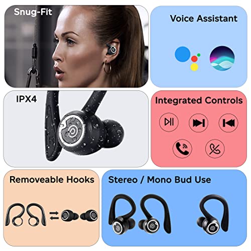 pTron Bassbuds Sports V2 Bluetooth 5.3 Headphone with Mic, Earhooks, 48Hrs Playtime pTron Bassbuds Sports V2 Bluetooth 5.3 Headphone with Mic, Earhooks, 48Hrs Playtime