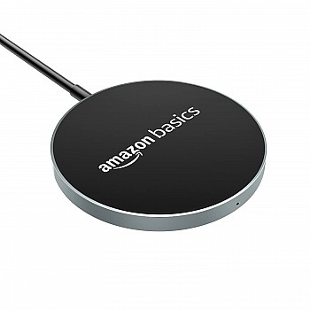 AmazonBasics Magnetic Wireless Charger 15W Fast Charging Circular Pad Compatible with iPhone 