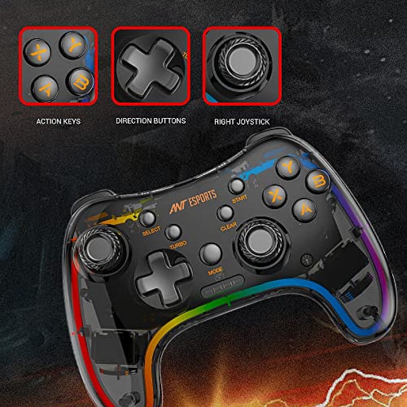 Ant Esports GP310R Wireless Game-Pad with Neon RGB, Support PS4, PS3, Xbox360 Gaming Console