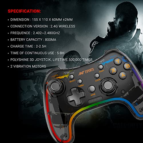 Ant Esports GP310R Wireless Game-Pad with Neon RGB, Support PS4, PS3, Xbox360 Gaming Console Ant Esports GP310R Wireless Game-Pad with Neon RGB, Support PS4, PS3, Xbox360 Gaming Console