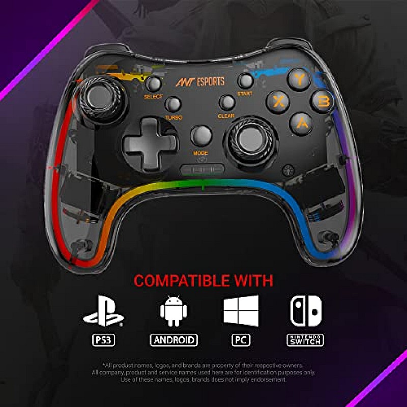 Ant Esports GP310R Wireless Game-Pad with Neon RGB, Support PS4, PS3, Xbox360 Gaming Console