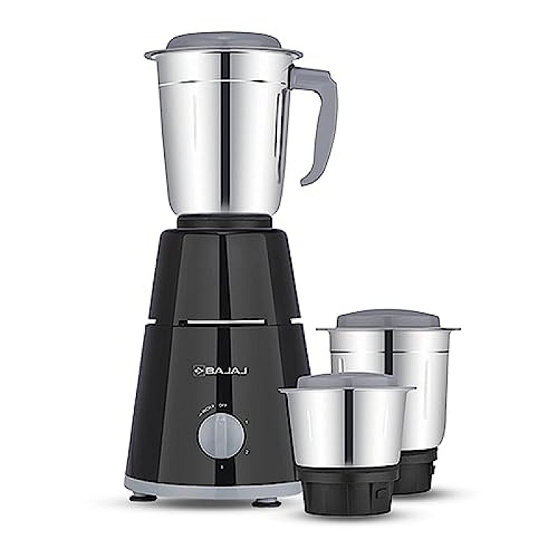 Bajaj GX-1 Mixer Grinder 500W Superior Mixie For Kitchen 2-in-1 for Dry Grinding Blade Function With Titan Motor Black