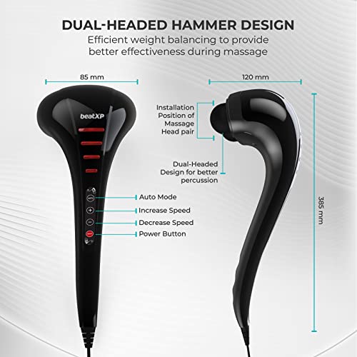 beatXP Thunder Elite Double Headed Full Body Massager Machine for Pain Relief with 3 Attachment Pairs Jade Black beatXP Thunder Elite Double Headed Full Body Massager Machine for Pain Relief with 3 Attachment Pairs Jade Black