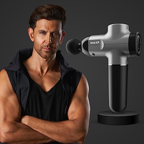 beatXP Flash Massage Gun, Body Massager Touch Button Percussion Gun Back Massager for Women & Men Metallic Silver beatXP Flash Massage Gun, Body Massager Touch Button Percussion Gun Back Massager for Women & Men Metallic Silver