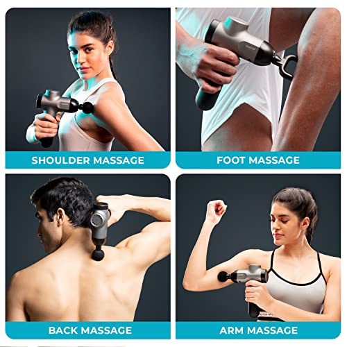 beatXP Flash Massage Gun, Body Massager Touch Button Percussion Gun Back Massager for Women & Men Metallic Silver beatXP Flash Massage Gun, Body Massager Touch Button Percussion Gun Back Massager for Women & Men Metallic Silver
