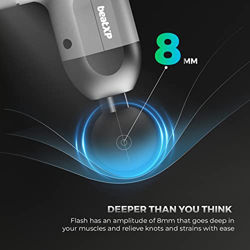 beatXP Flash Massage Gun, Body Massager Touch Button Percussion Gun Back Massager for Women & Men Metallic Silver beatXP Flash Massage Gun, Body Massager Touch Button Percussion Gun Back Massager for Women & Men Metallic Silver