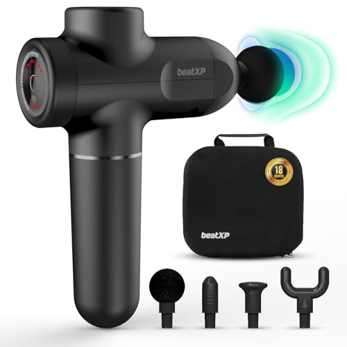 beatXP Flash Massage Gun, Body Massager Touch Button Percussion Gun Back Massager for Women & Men Metallic Silver beatXP Flash Massage Gun, Body Massager Touch Button Percussion Gun Back Massager for Women & Men Metallic Silver