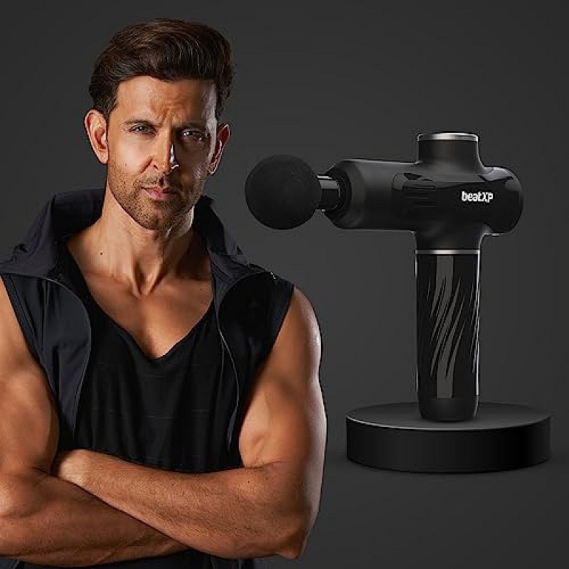 beatXP Bolt Go Massage Gun Body Massager Touch Display Percussion Gun Back Massager for Men and Women Jade Black