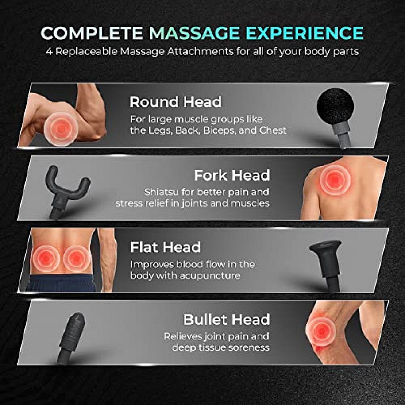 beatXP Bolt Go Massage Gun Body Massager Touch Display Percussion Gun Back Massager for Men and Women Jade Black