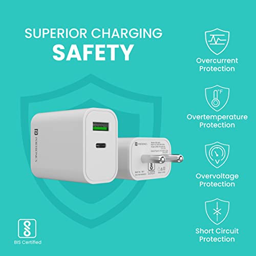 Portronics Adapto 44 20W Fast Wall Charger Adapter Type C White