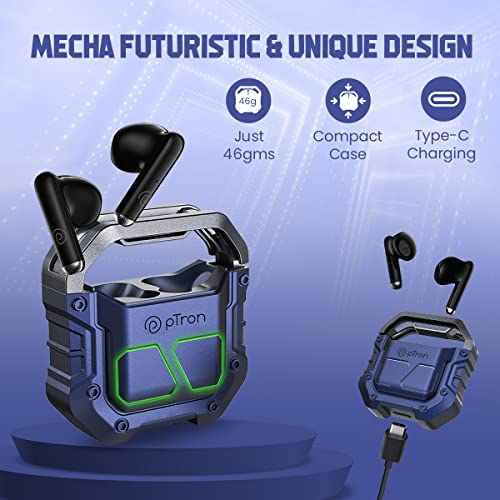 PTron Bassbuds Xtreme Truly Wireless in Ear Earbuds with mic Grey-Black PTron Bassbuds Xtreme Truly Wireless in Ear Earbuds with mic Grey-Black
