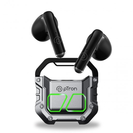 PTron Bassbuds Xtreme Truly Wireless in Ear Earbuds with mic Grey-Black