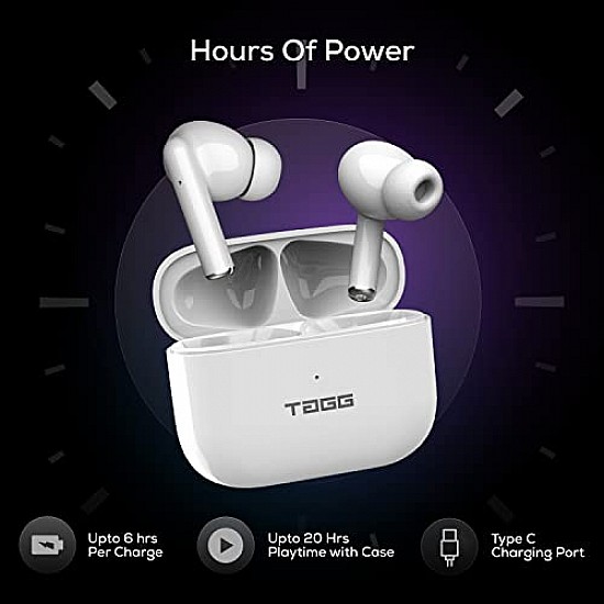 TAGG Liberty Buds Truly Wireless in Ear Earbuds with Punchy Bass and Fast Charge (White)