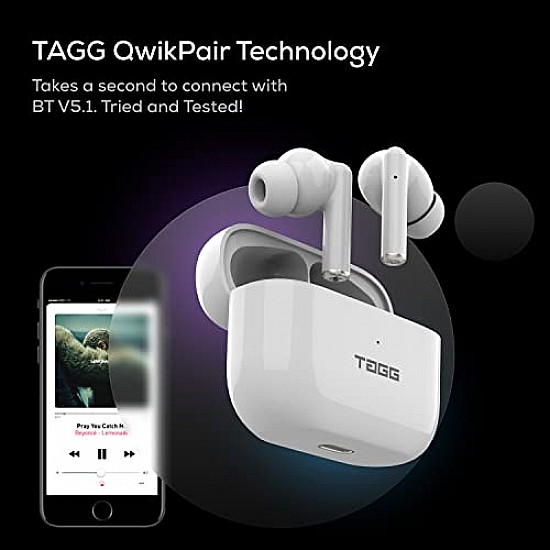 TAGG Liberty Buds Truly Wireless in Ear Earbuds with Punchy Bass and Fast Charge (White)