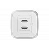 Belkin 65W GaN Dual USB-C (Type C) PD 3.0 Fast Charger with Pps Technology, Compact Size for iPhone 15, 14, 13, 12,- White