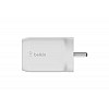 Belkin 65W GaN Dual USB-C (Type C) PD 3.0 Fast Charger with Pps Technology, Compact Size for iPhone 15, 14, 13, 12,- White