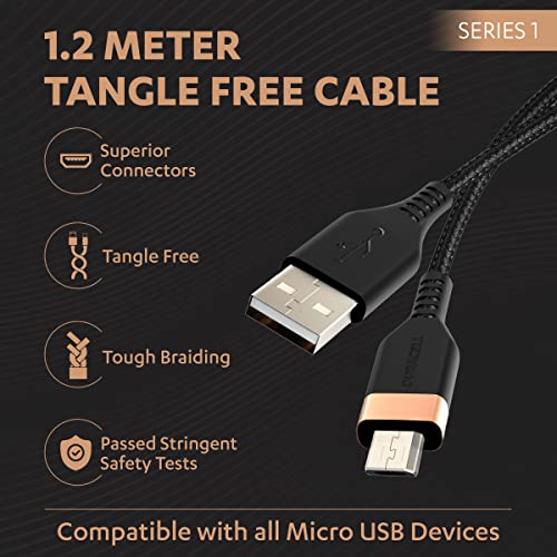 Duracell USB A to Micro Cables, 2A Braided Sync & Quick Charging Cable, 3.9 Feet (1.2M) Series 1 Black Duracell USB A to Micro Cables, 2A Braided Sync & Quick Charging Cable, 3.9 Feet (1.2M) Series 1 Black