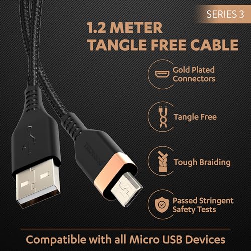 Duracell USB A to Micro Cables, 2A Braided Sync & Quick Charging Cable, 3.9 Feet (1.2M) Series 1 Black Duracell USB A to Micro Cables, 2A Braided Sync & Quick Charging Cable, 3.9 Feet (1.2M) Series 1 Black