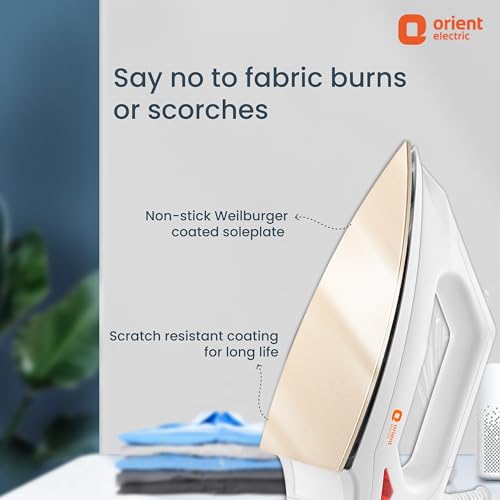 Orient Electric Fabrismooth 1000W Dry iron (Press) Non-stick Weilburger coating ISI certified Orient Electric Fabrismooth 1000W Dry iron (Press) Non-stick Weilburger coating ISI certified