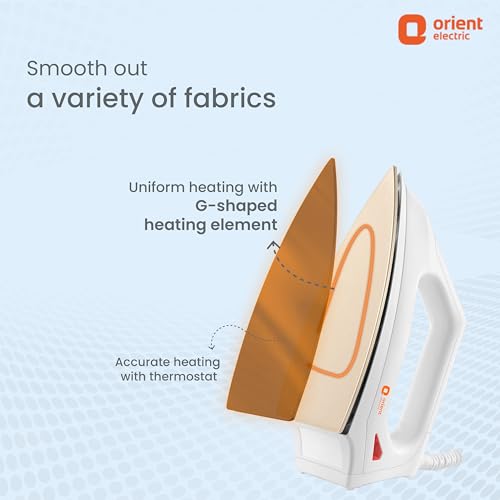 Orient Electric Fabrismooth 1000W Dry iron (Press) Non-stick Weilburger coating ISI certified Orient Electric Fabrismooth 1000W Dry iron (Press) Non-stick Weilburger coating ISI certified