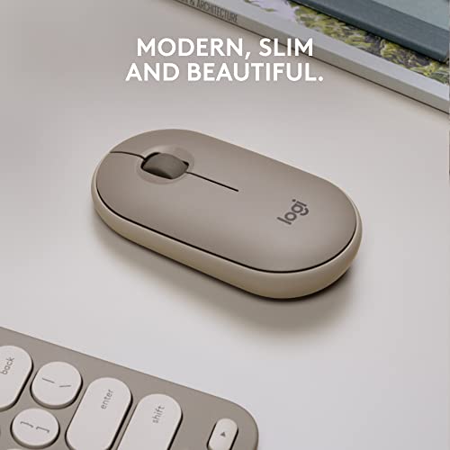 Logitech Pebble Wireless Mouse with Bluetooth or 2.4 GHz Receiver, Silent, Slim Computer Mouse Sand Logitech Pebble Wireless Mouse with Bluetooth or 2.4 GHz Receiver, Silent, Slim Computer Mouse Sand