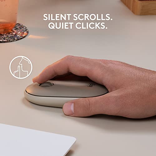Logitech Pebble Wireless Mouse with Bluetooth or 2.4 GHz Receiver, Silent, Slim Computer Mouse Sand Logitech Pebble Wireless Mouse with Bluetooth or 2.4 GHz Receiver, Silent, Slim Computer Mouse Sand