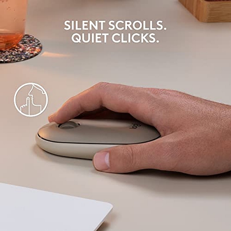 Logitech Pebble Wireless Mouse with Bluetooth or 2.4 GHz Receiver, Silent, Slim Computer Mouse  Sand