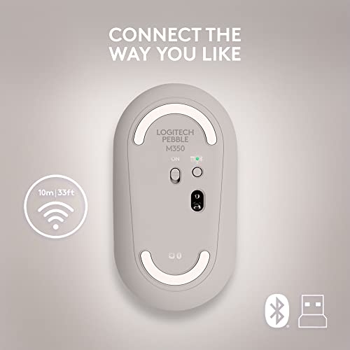 Logitech Pebble Wireless Mouse with Bluetooth or 2.4 GHz Receiver, Silent, Slim Computer Mouse Sand Logitech Pebble Wireless Mouse with Bluetooth or 2.4 GHz Receiver, Silent, Slim Computer Mouse Sand