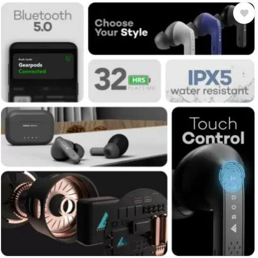 Boult Audio AirBass GearPods with 32H Playtime Bluetooth Wireless In Ear Earbuds (Black) Boult Audio AirBass GearPods with 32H Playtime Bluetooth Wireless In Ear Earbuds (Black)