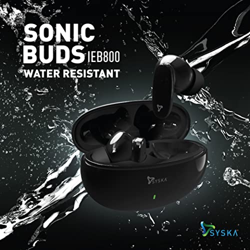 SYSKA Sonic Buds IEB800 True Wireless Earbuds with Ultra Sync Technology, 30Hr Play Time, Smooth Touch Control Jet Black SYSKA Sonic Buds IEB800 True Wireless Earbuds with Ultra Sync Technology, 30Hr Play Time, Smooth Touch Control Jet Black