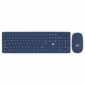 Ant Value FKBRI05 Wireless Keyboard Mouse Combo 110 Keys Full Size Ultra Thin Keyboard for Laptop (Blue)